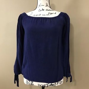 Navy Off the Shoulder Blouse — S